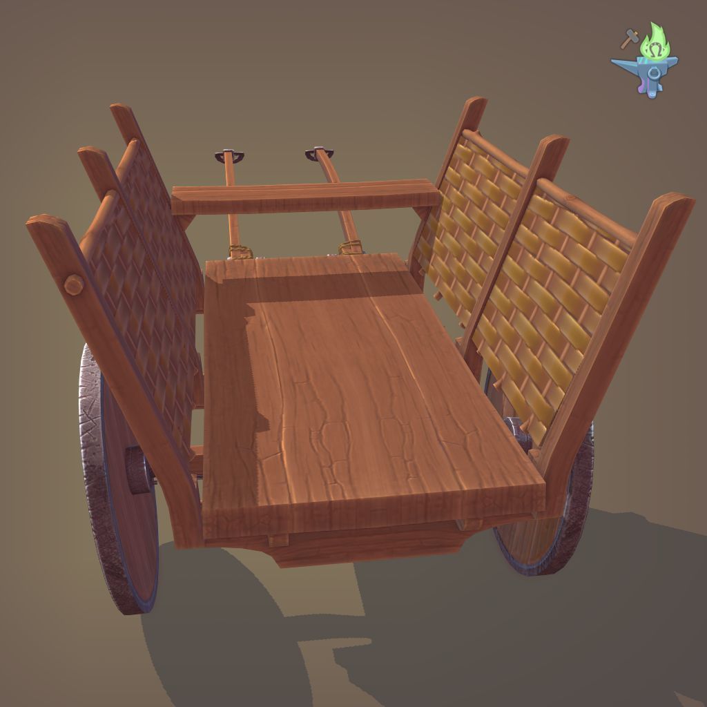Medieval Carriage Low-poly 3D model_6