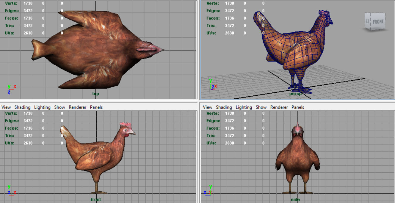 Chiken rooster Low-poly 3D model_6