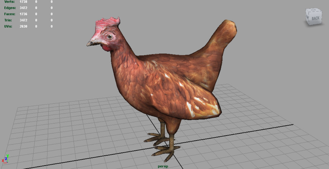 Chiken rooster Low-poly 3D model_4