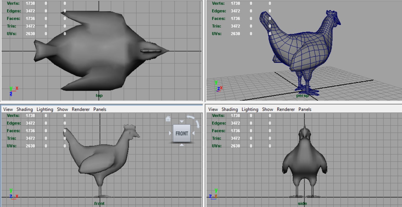 Chiken rooster Low-poly 3D model_7