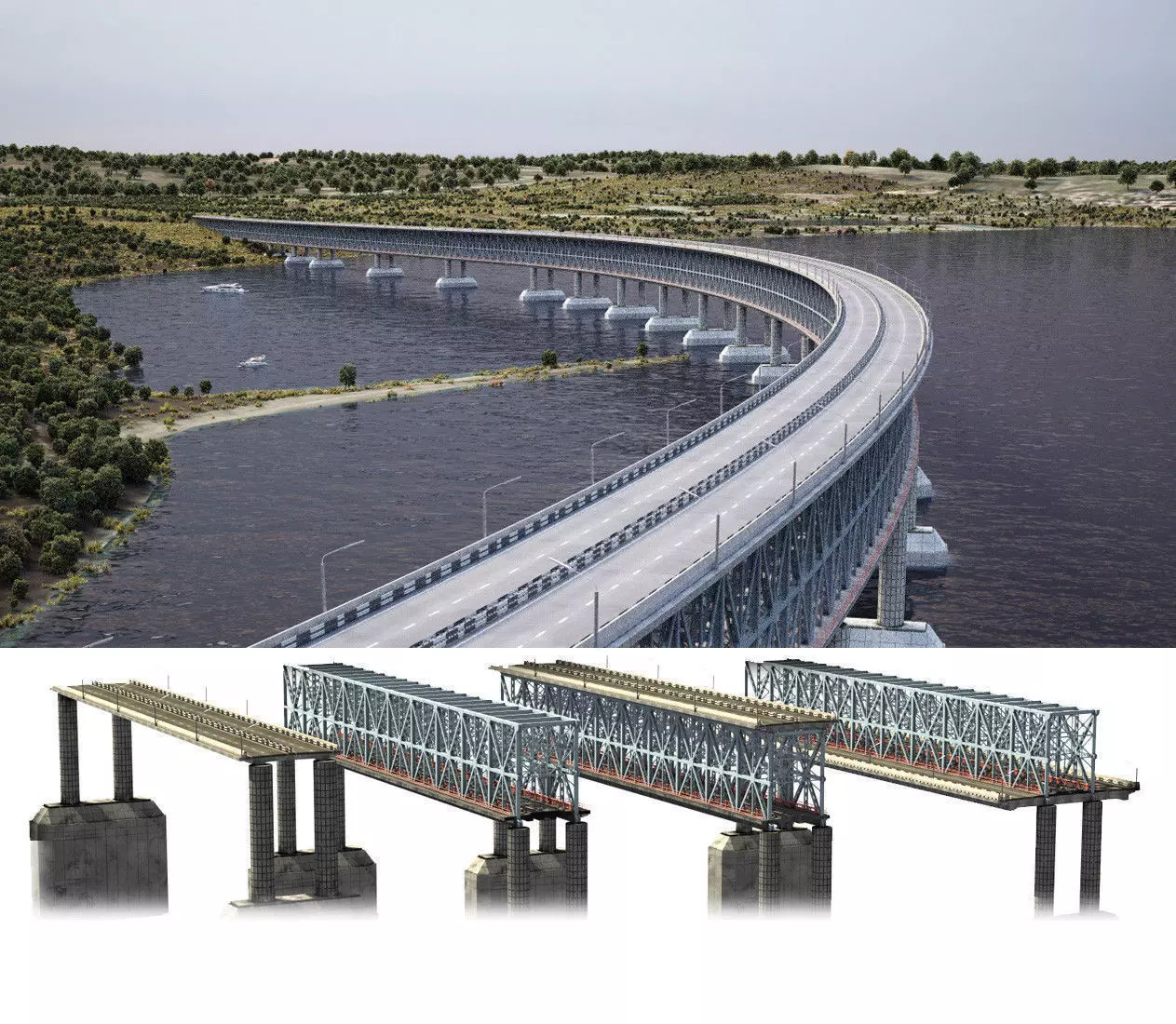 Bridge Construct - 3d model - vray ready 3D model_0