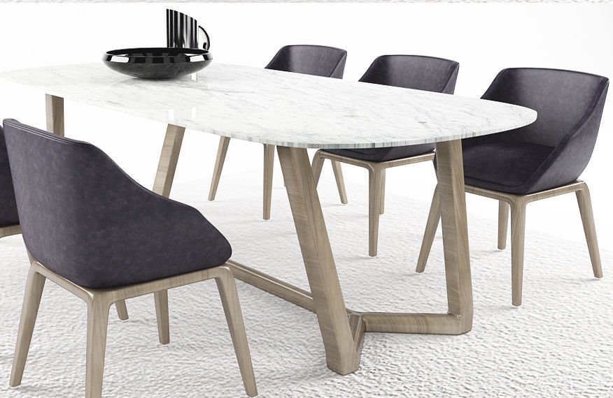 Dinning table set 8 3D model_3