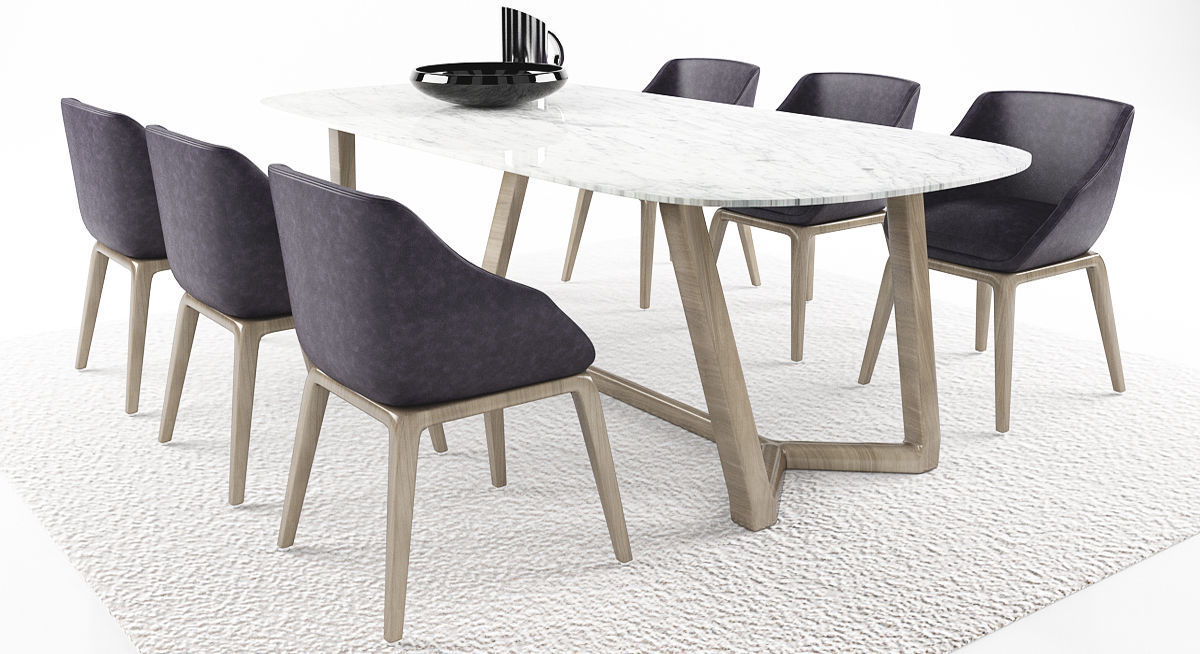 Dinning table set 8 3D model_2