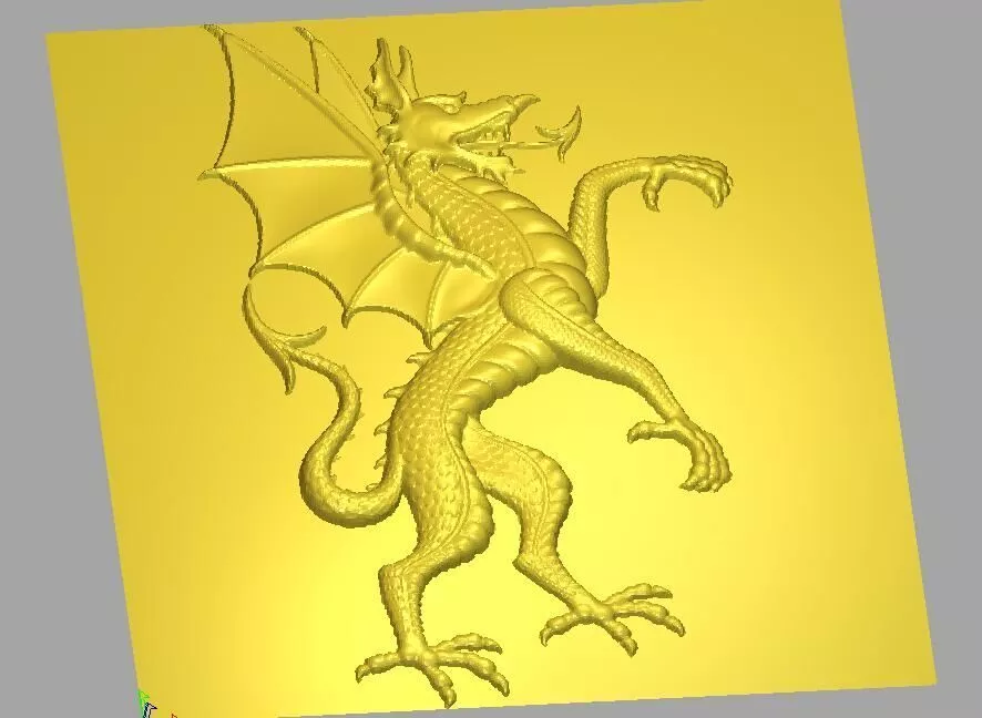 Heraldic Rampant Dragon Relief 3D STL Model 3D model