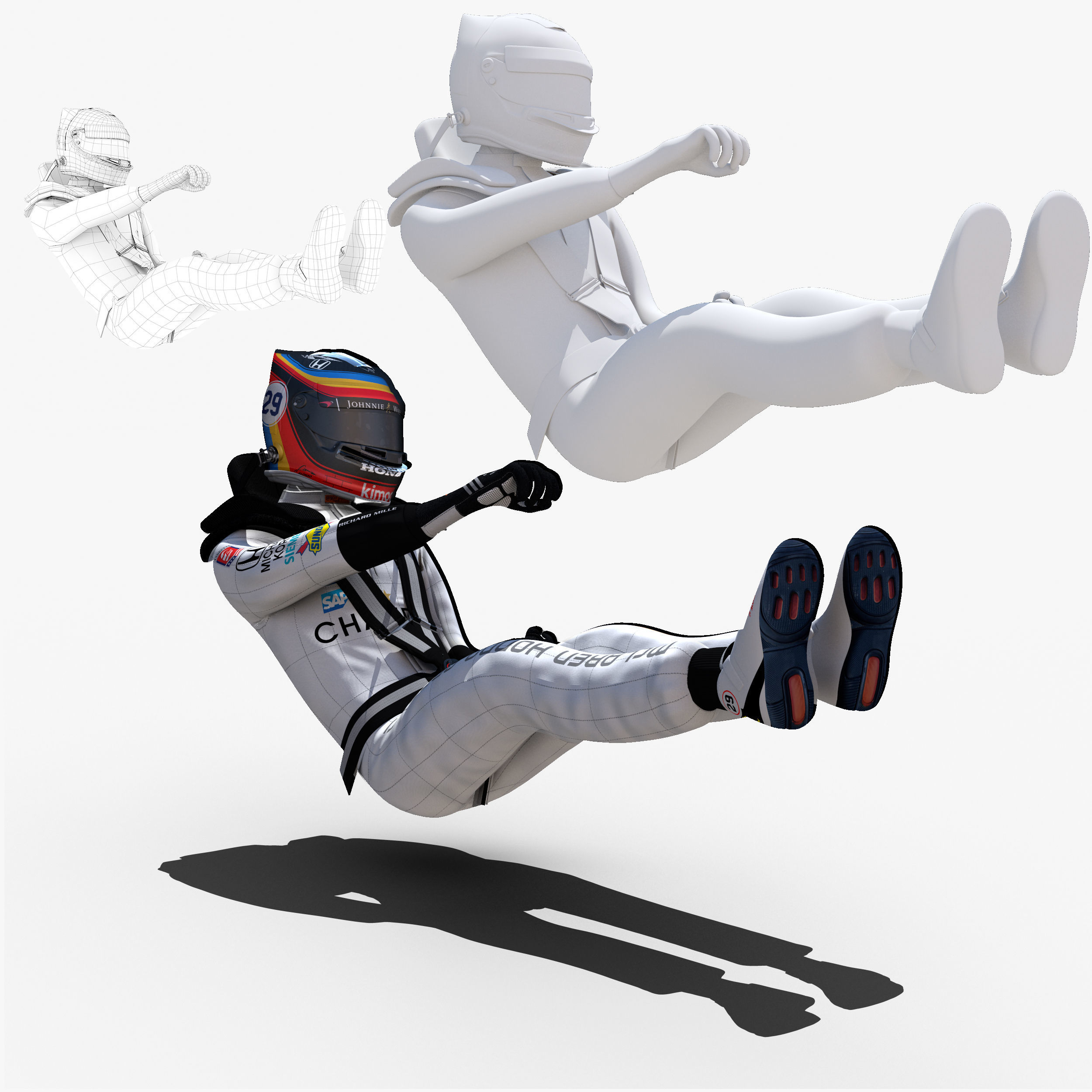 Fernando Alonso indy 2017 Low-poly 3D model_1