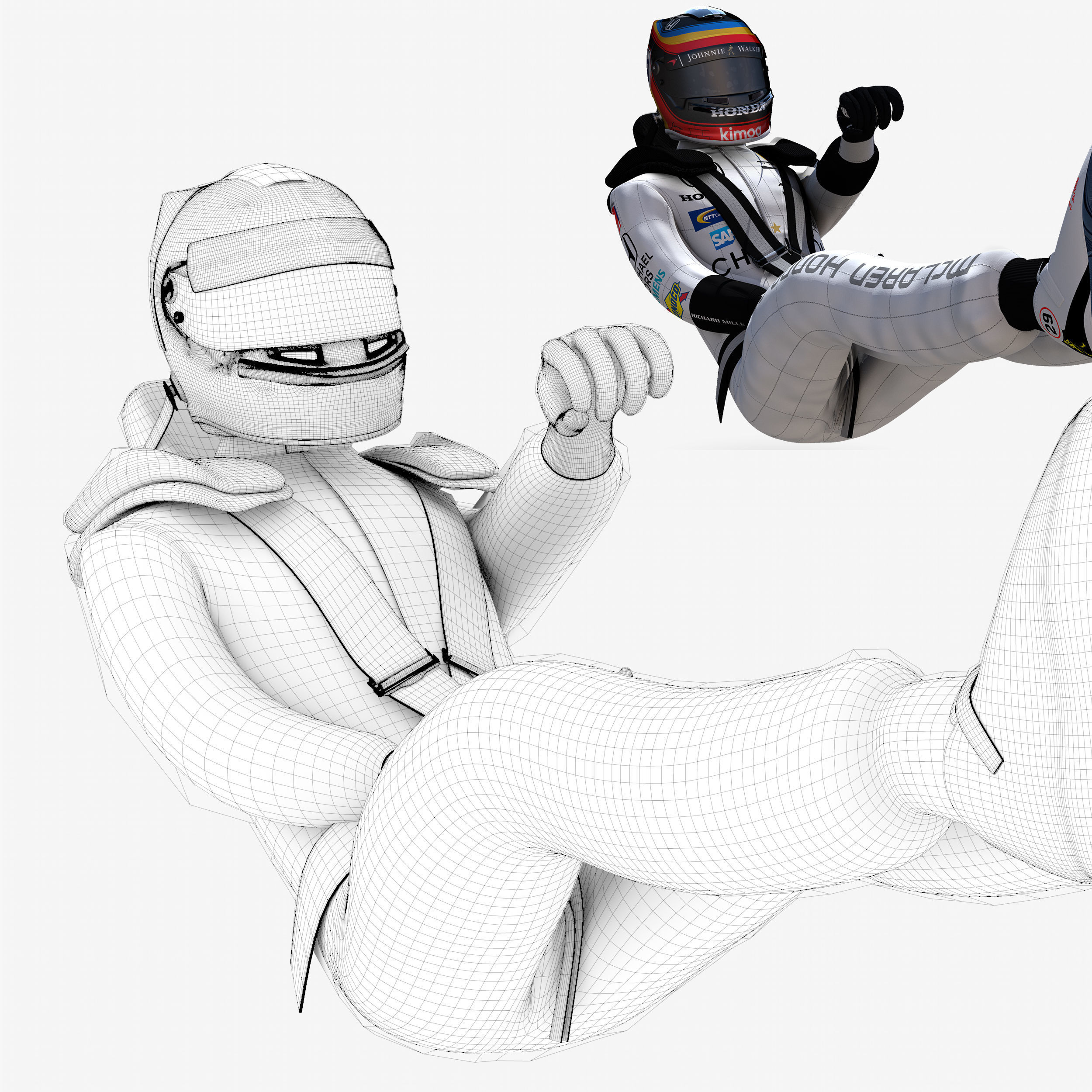 Fernando Alonso indy 2017 Low-poly 3D model_4