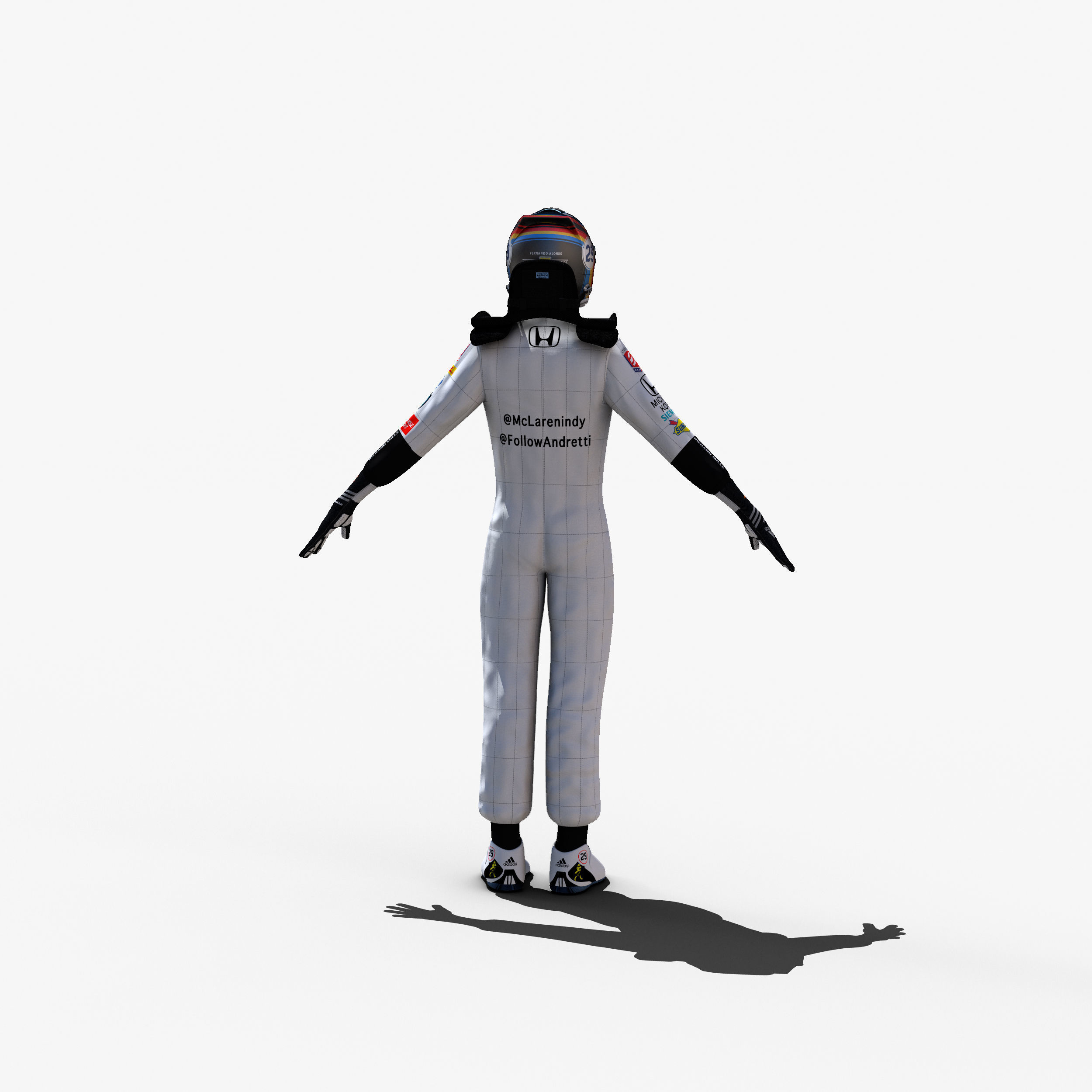 Fernando Alonso indy 2017 Low-poly 3D model_8