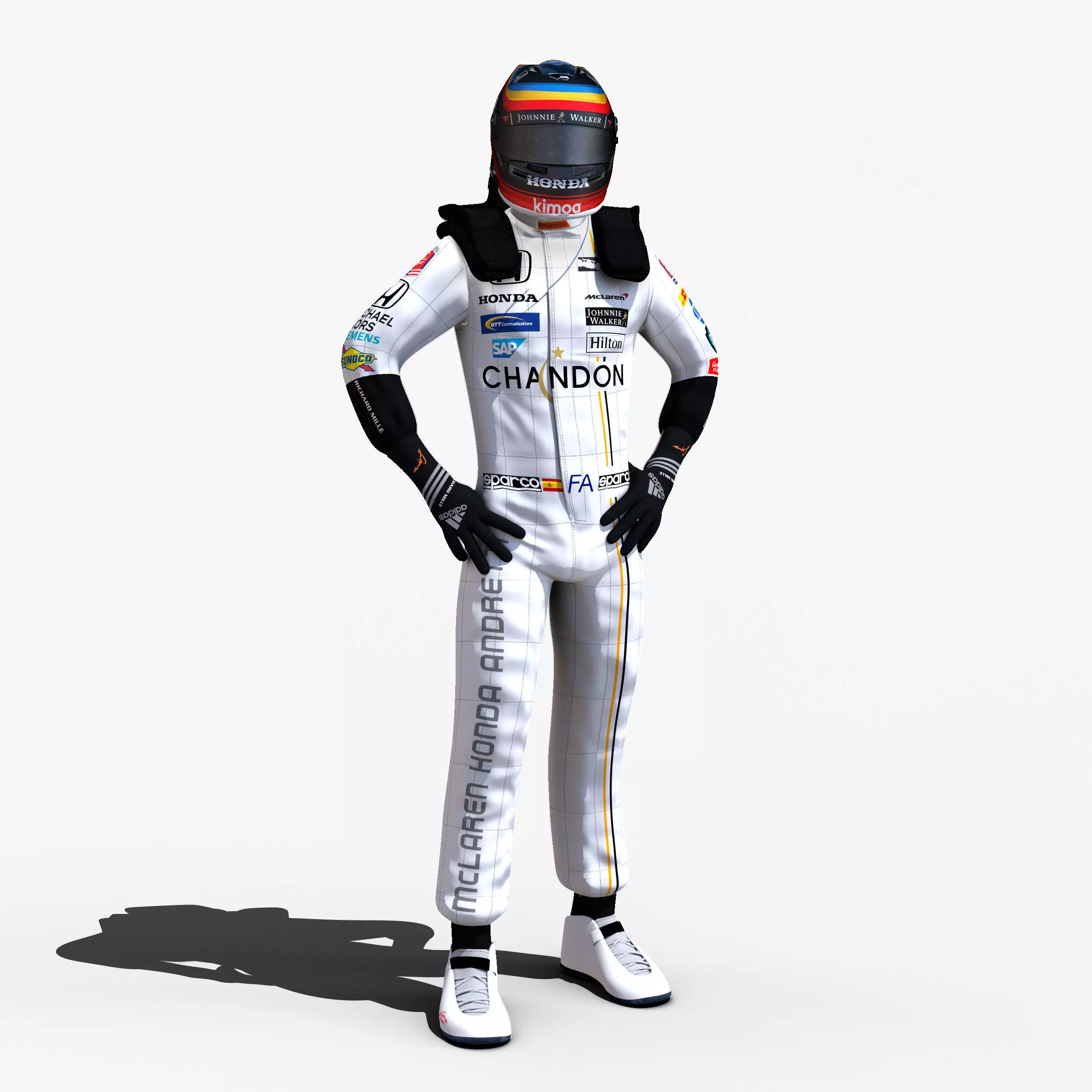 Fernando Alonso indy 2017 Low-poly 3D model_0