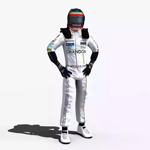Fernando Alonso indy 2017 Low-poly 3D model