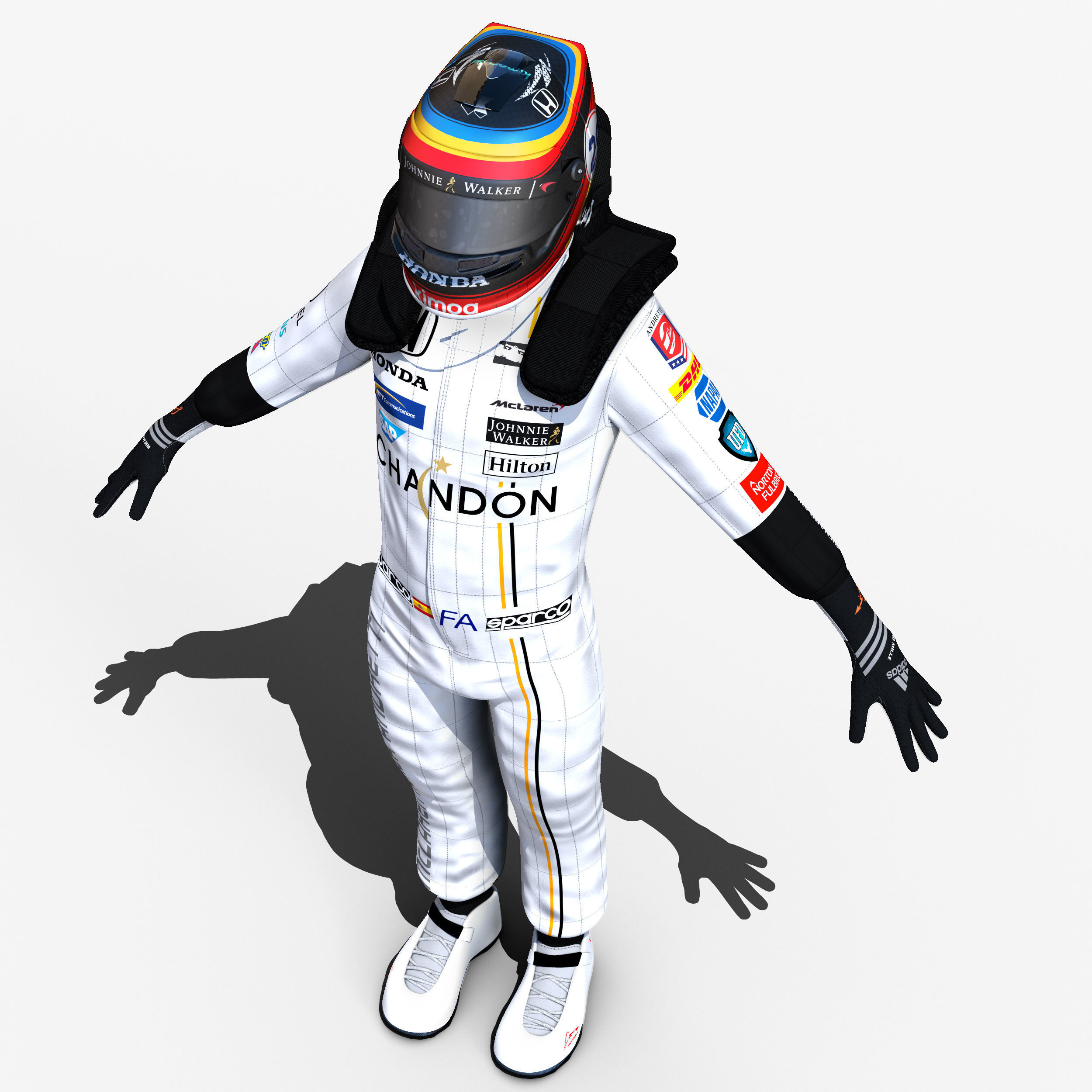 Fernando Alonso indy 2017 Low-poly 3D model_11