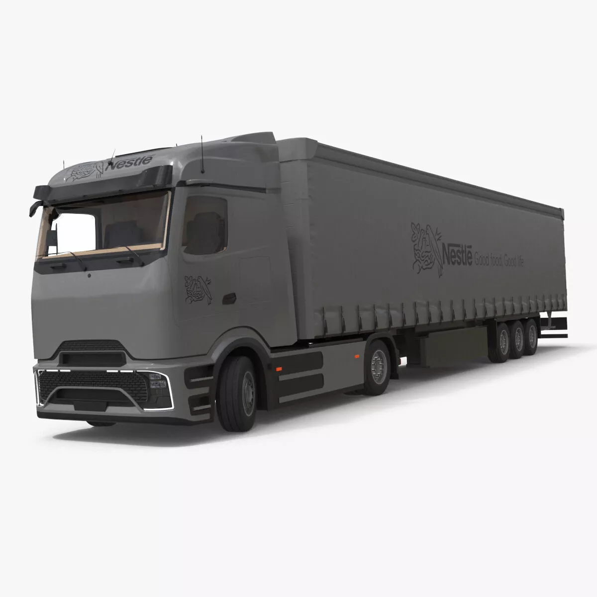 Nestle Electric Truck with Trailer Rigged 3D model