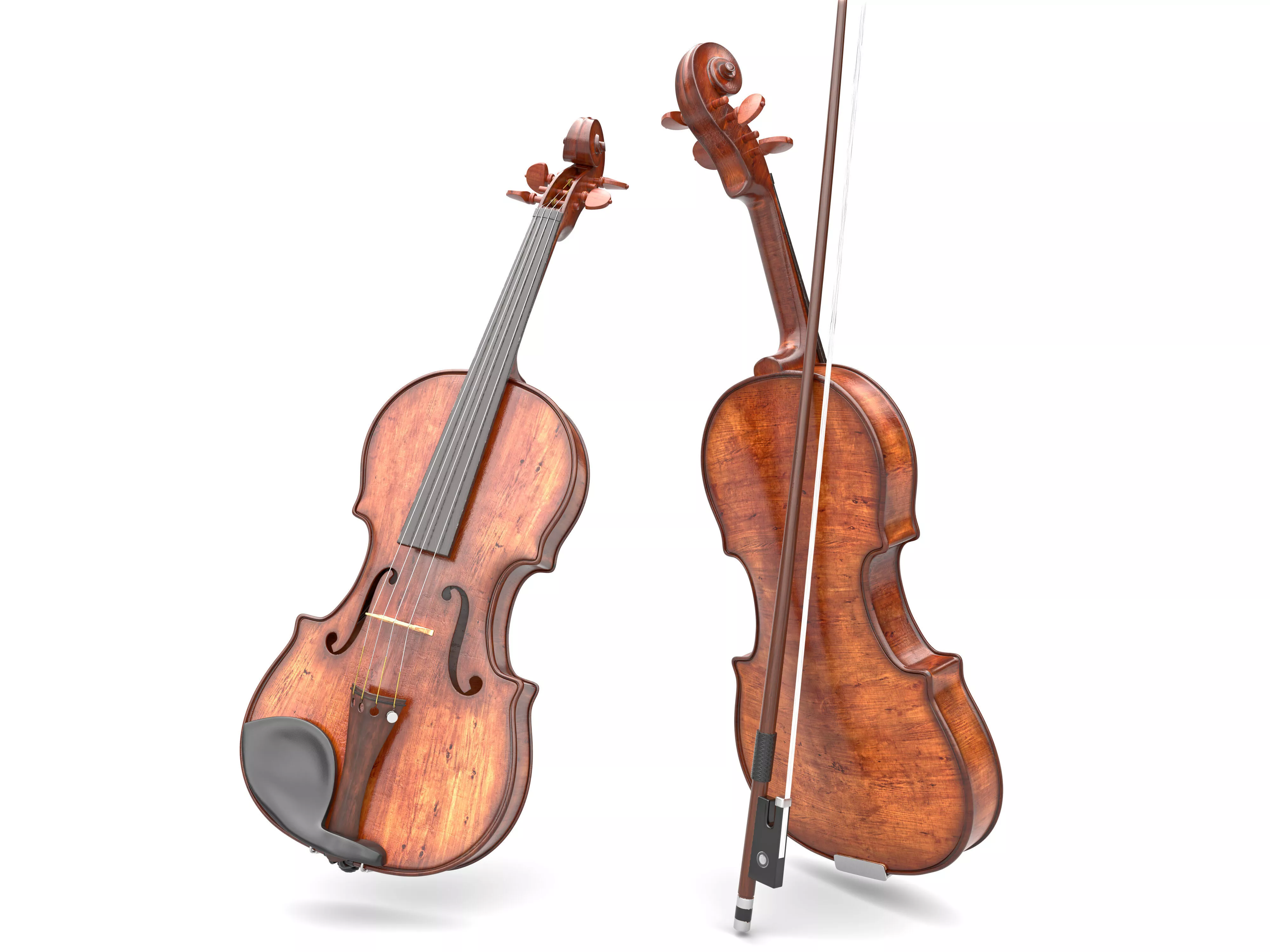 Classical Violin with Bow 3D model