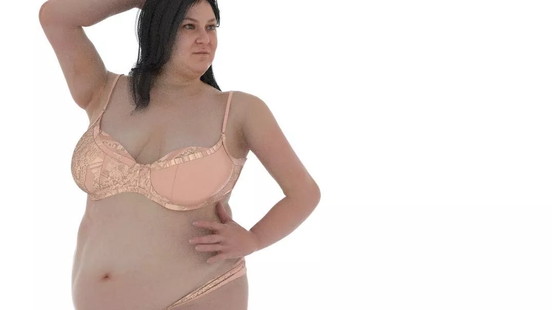 Plus Size Female Pose in Underwear 3D model