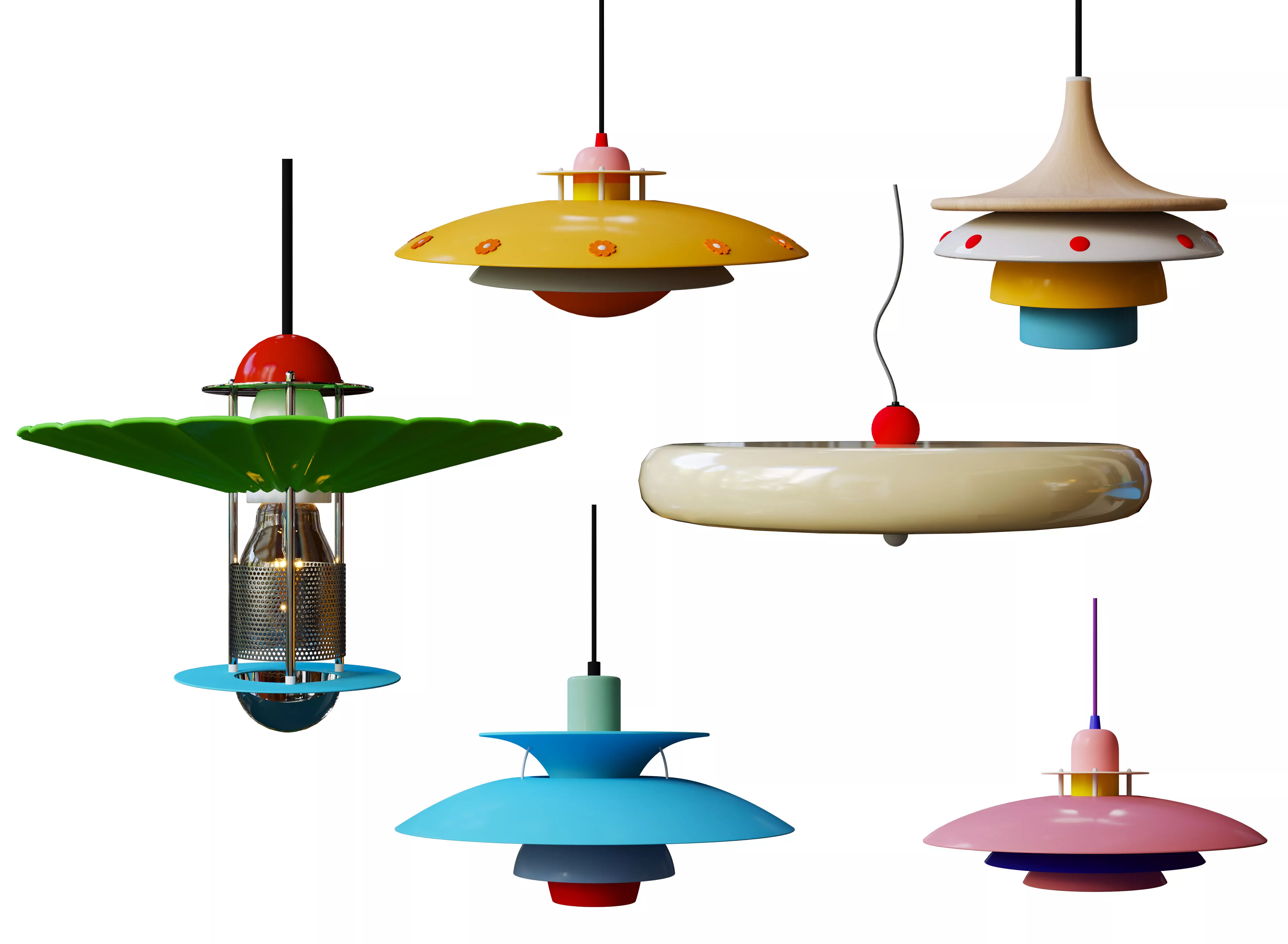 Multicolor Pendant Light 3D model
