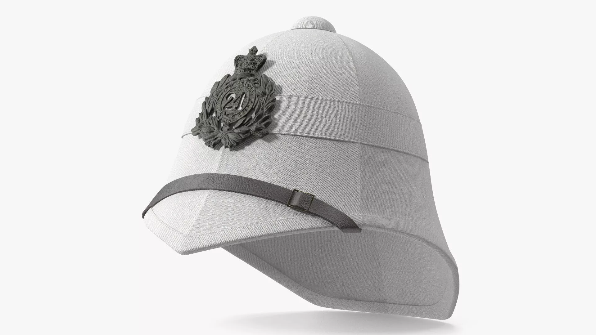 Victorian Army Parade Helmet White with Regimental Badge 3D model