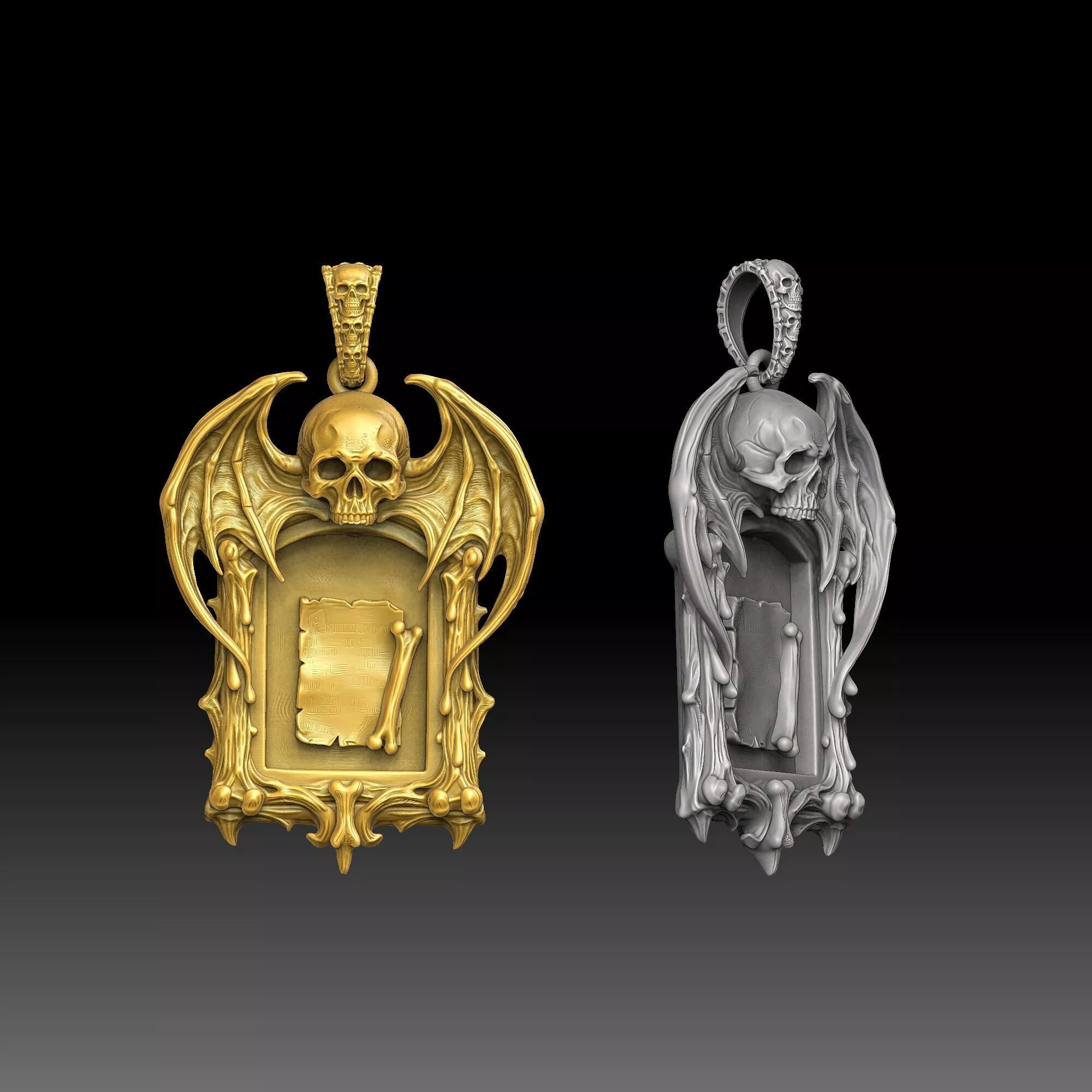 Clean Gothic Frames- one inch pendant 3D print model