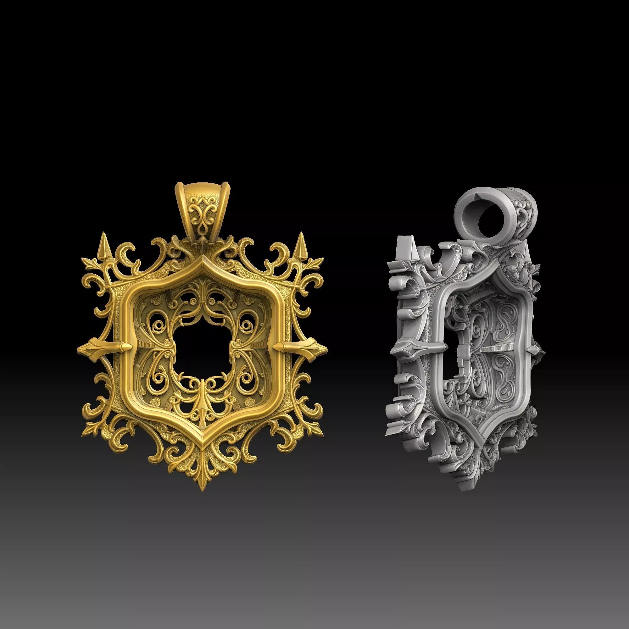 Clean Gothic Frames- one inch pendant 3D print model