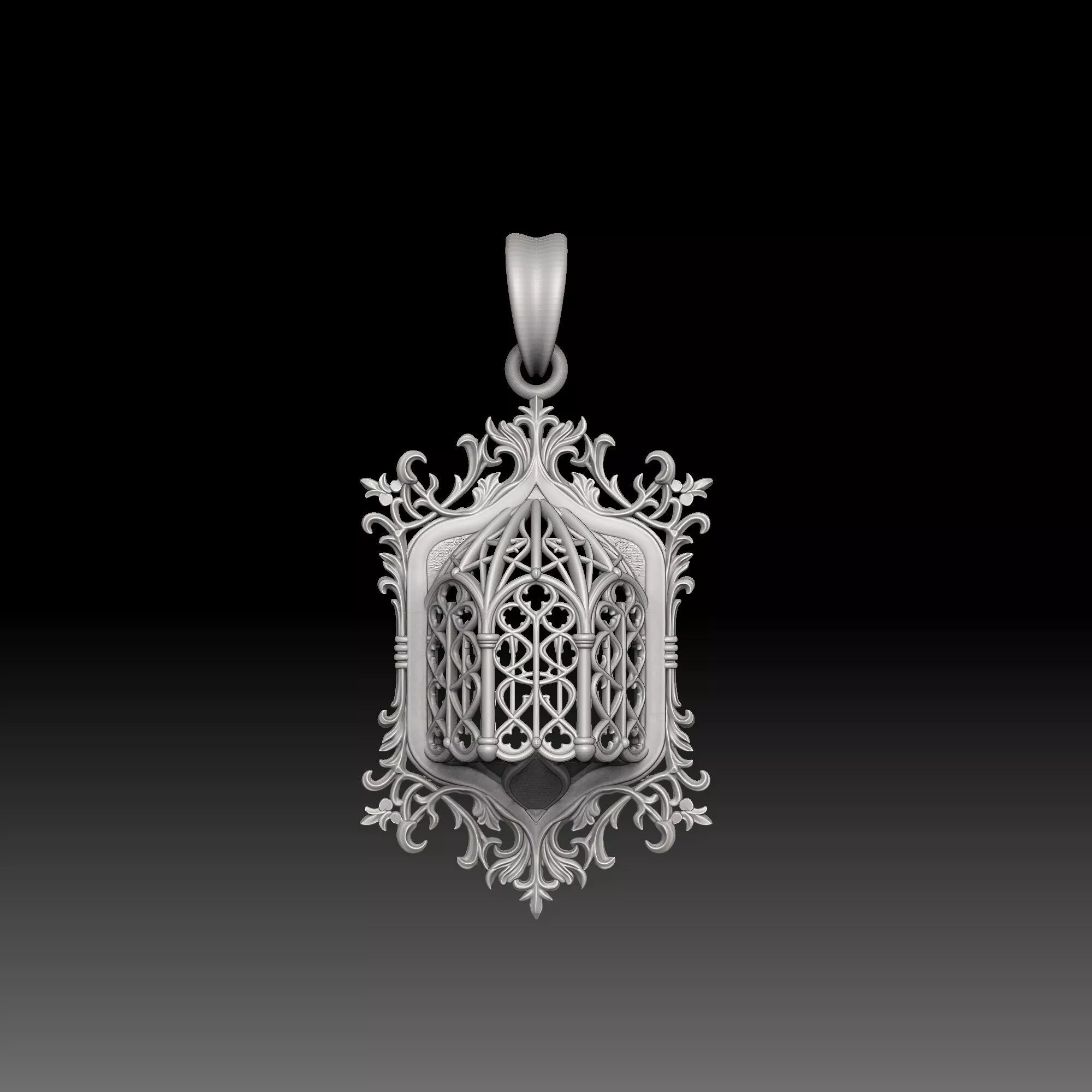 Clean Gothic Frames- one inch pendant 3D print model