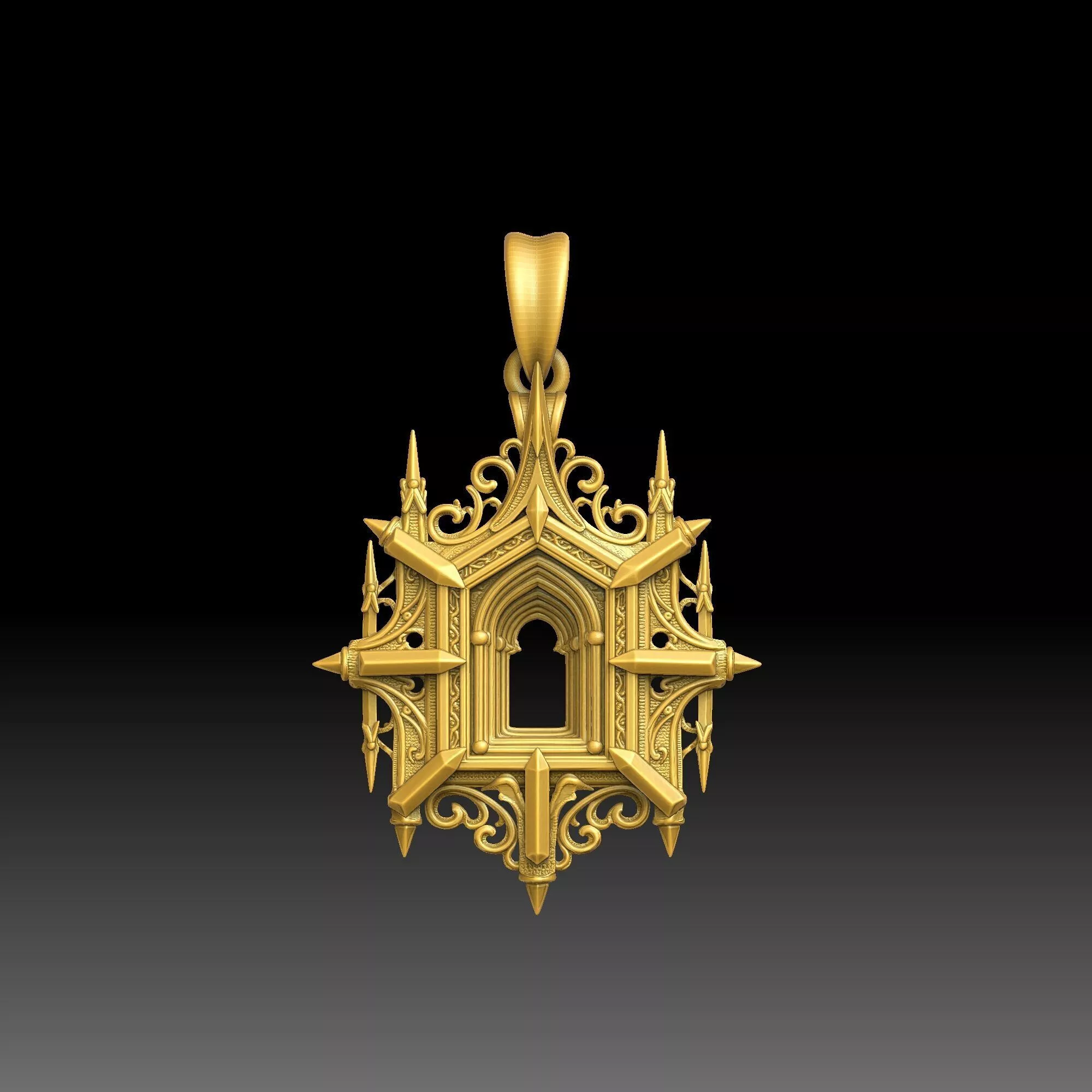 Clean Gothic Frames- one inch pendant 3D print model