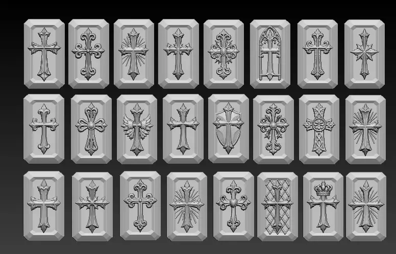 24 Cross Relief Collection 3D Printable Pendant Set 3D print model