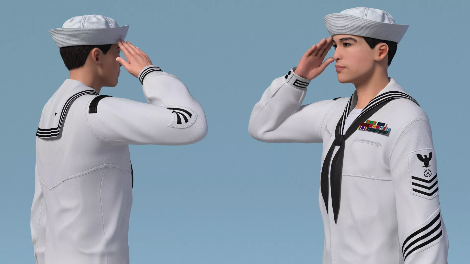 Asian Sailor US Navy Rigged for Maya 3D model