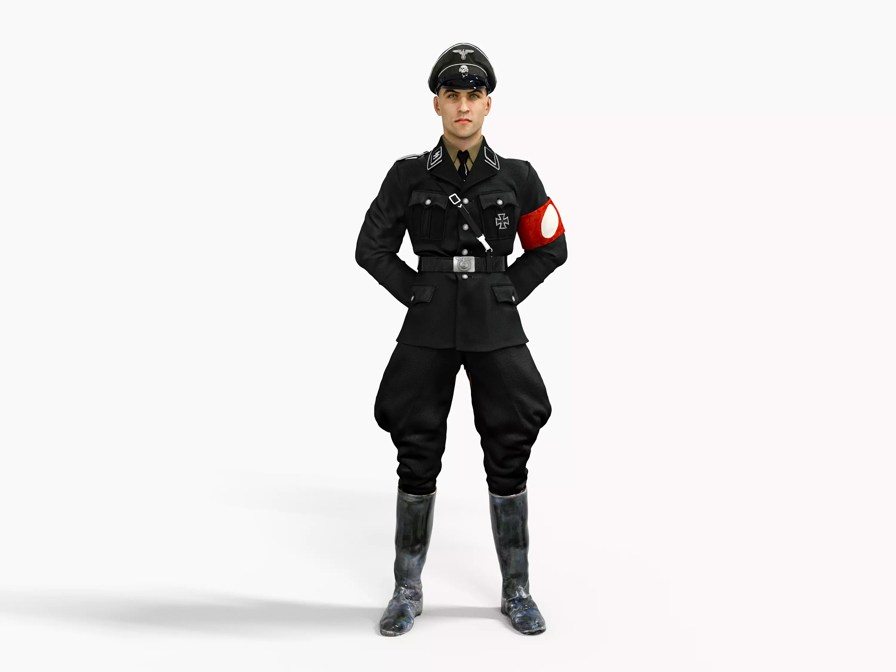 German SS Officer WW2 Low-poly 3D model