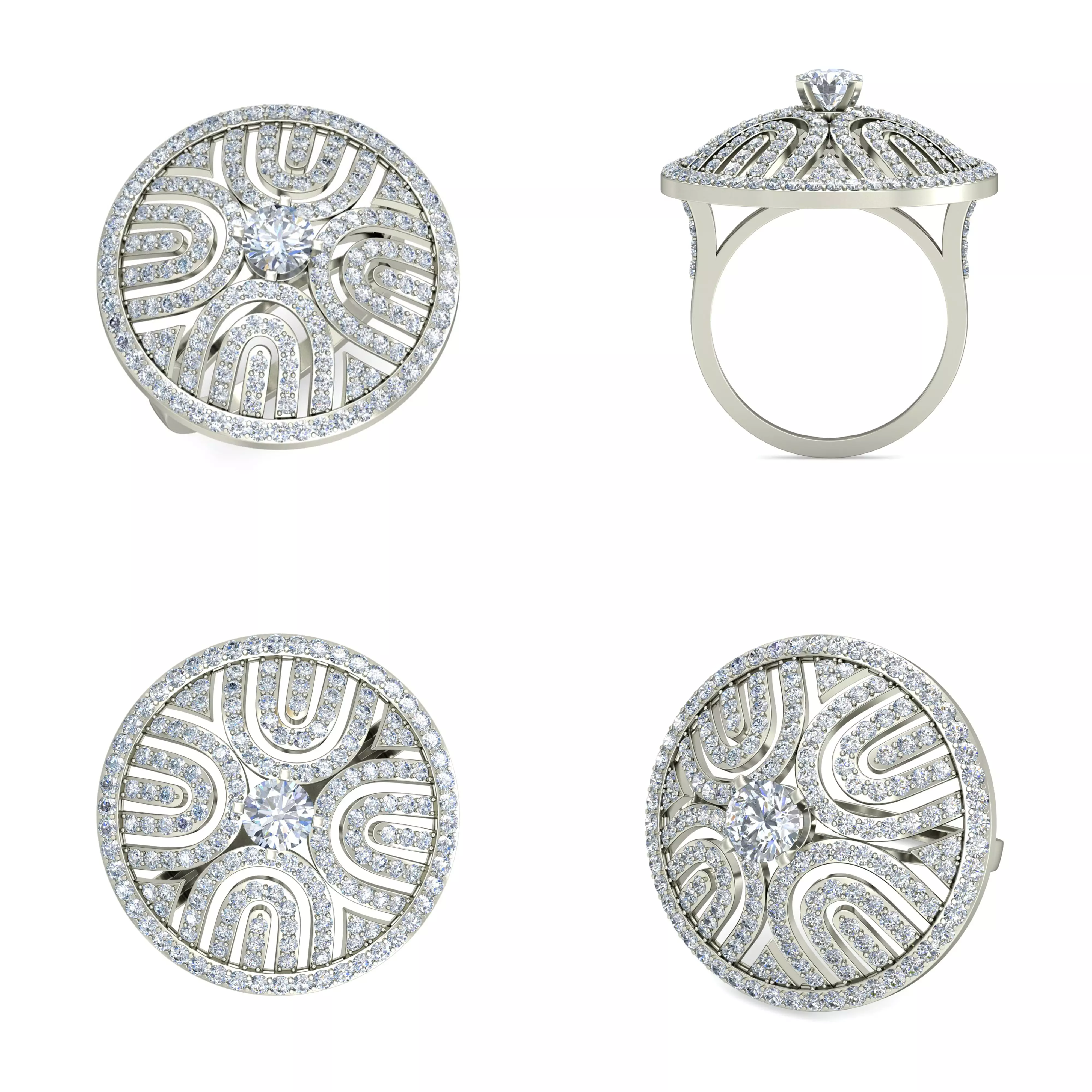 Luxury Openwork Cocktail Ring 3DM CAD Jewelry Design Model 3D print model