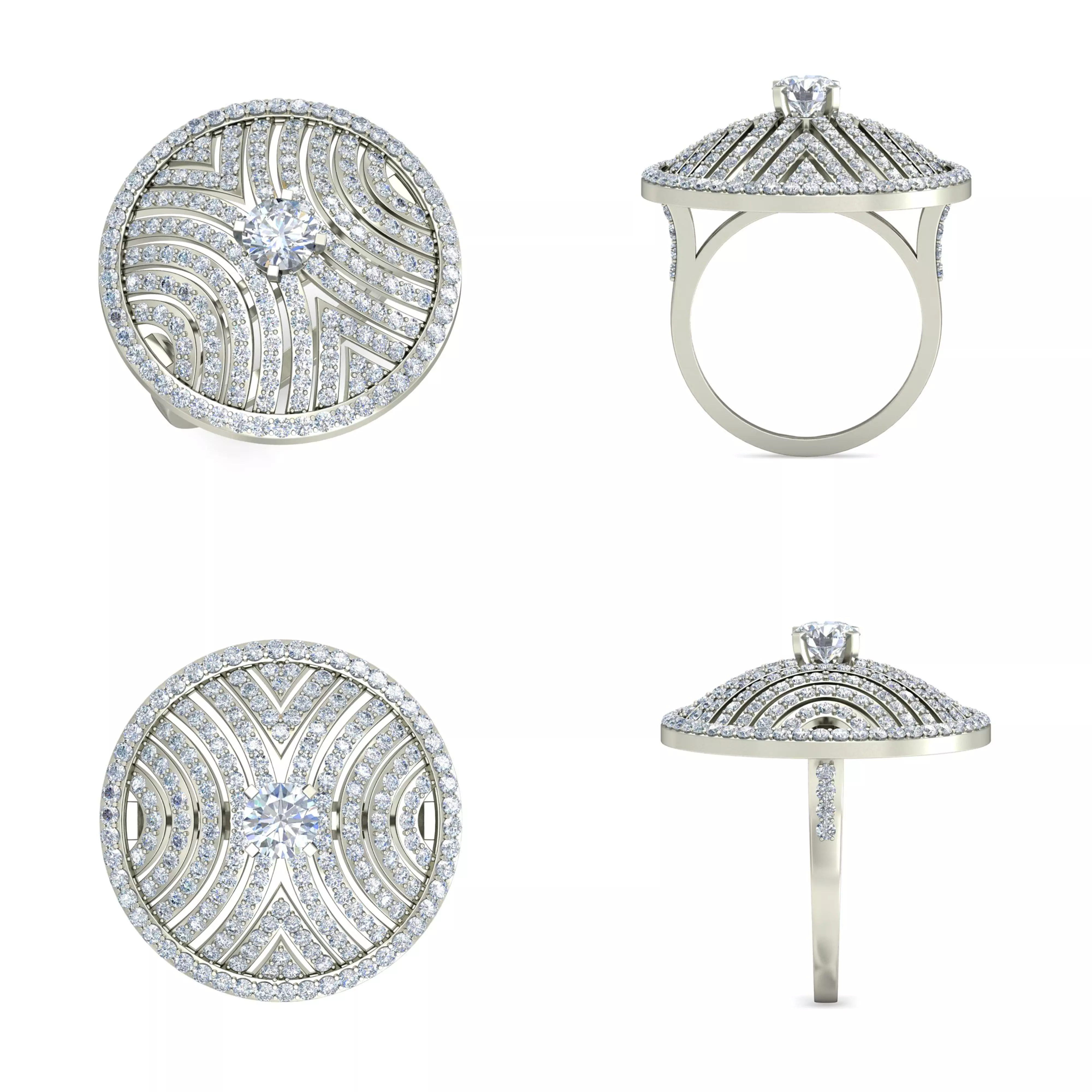 Geometric Cocktail Ring 3DM CAD Jewelry Design Model 3D print model