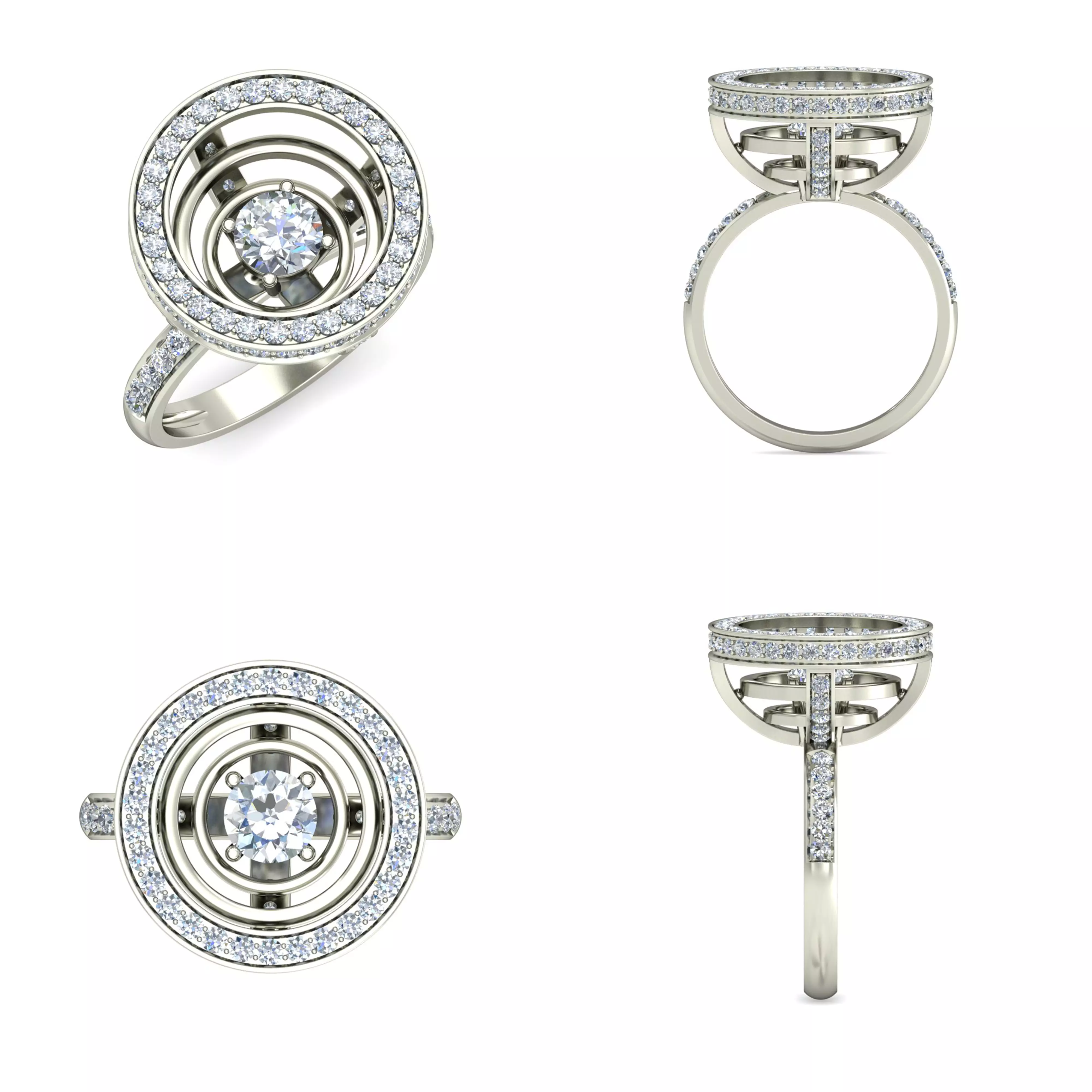 Modern Orbit Halo Ring 3DM CAD Jewelry Design Model 3D print model