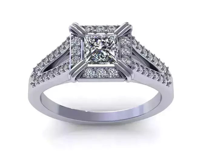 Princess Halo Diamond Ring