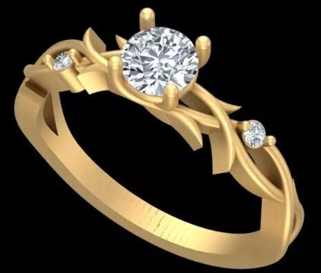 Round Diamond Vine Ring CAD 3D Print Model Free 3D print model