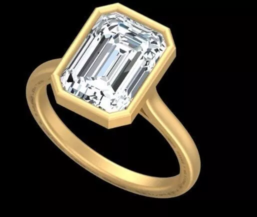 Emerald Cut Bezel Solitaire Ring CAD 3D Print Model Free 3D print model