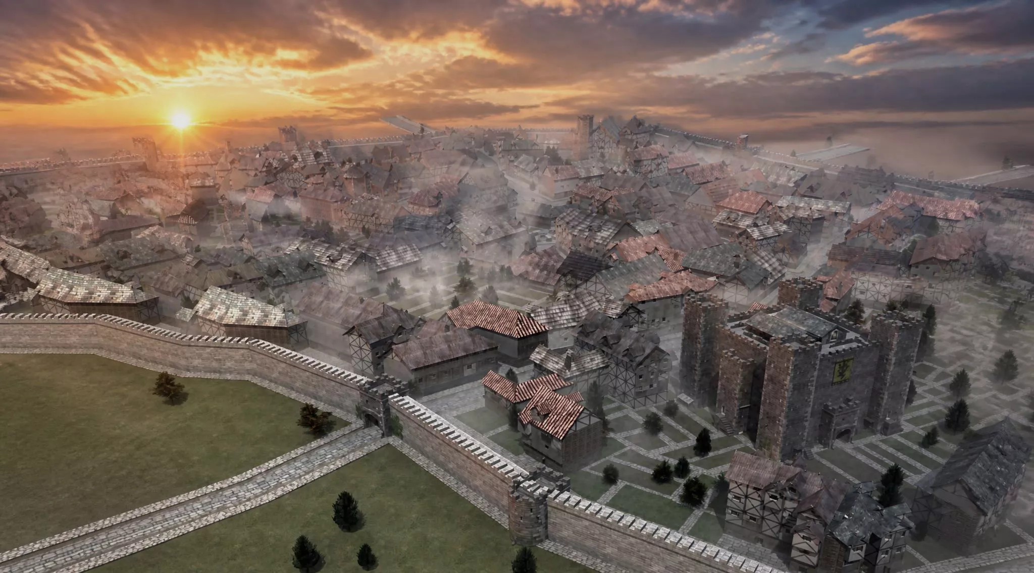 Medieval Fortified Town Game Ready 3D Model 3D model