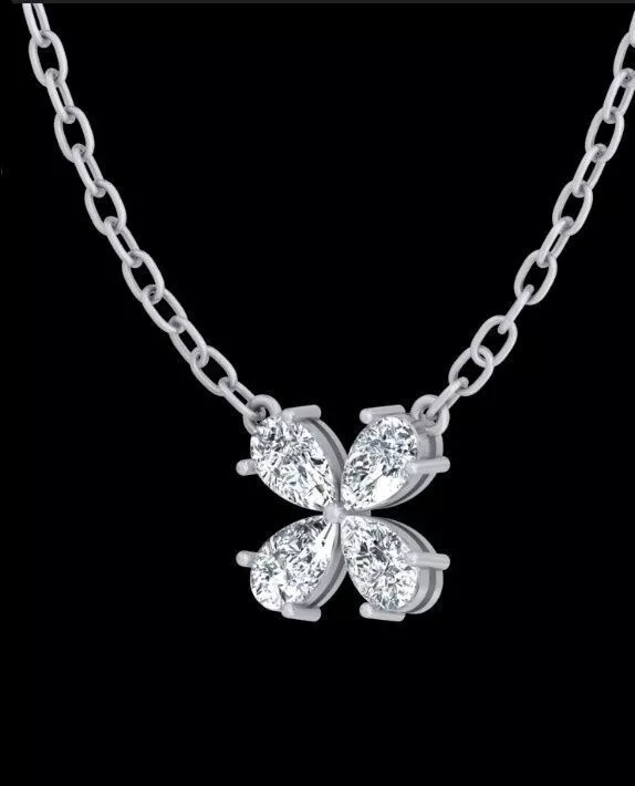 Pear Diamond Flower Pendant CAD 3D Print 3D print model