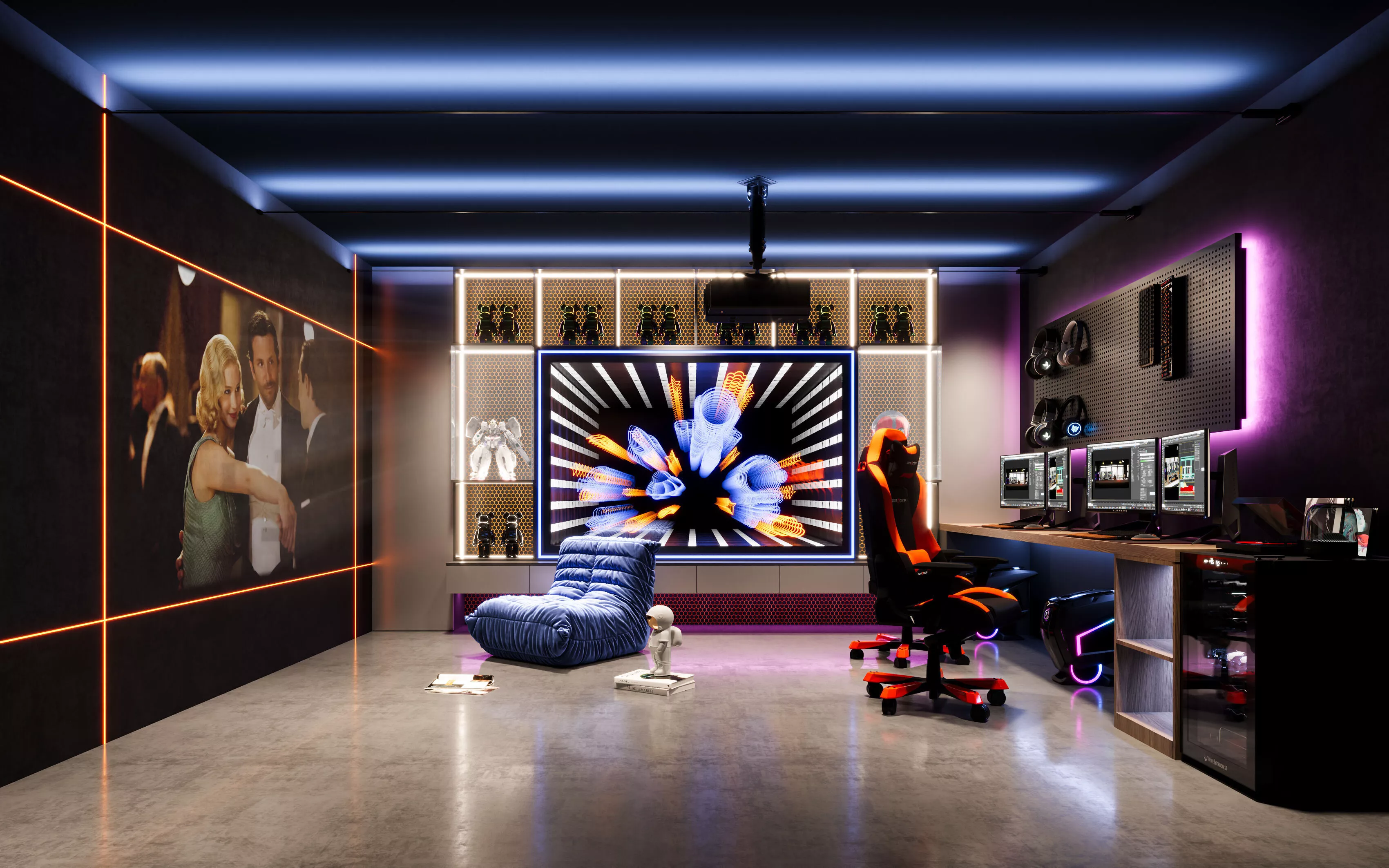 Game room - Entertainment room - Bedroom - Audiovisual room 3D model