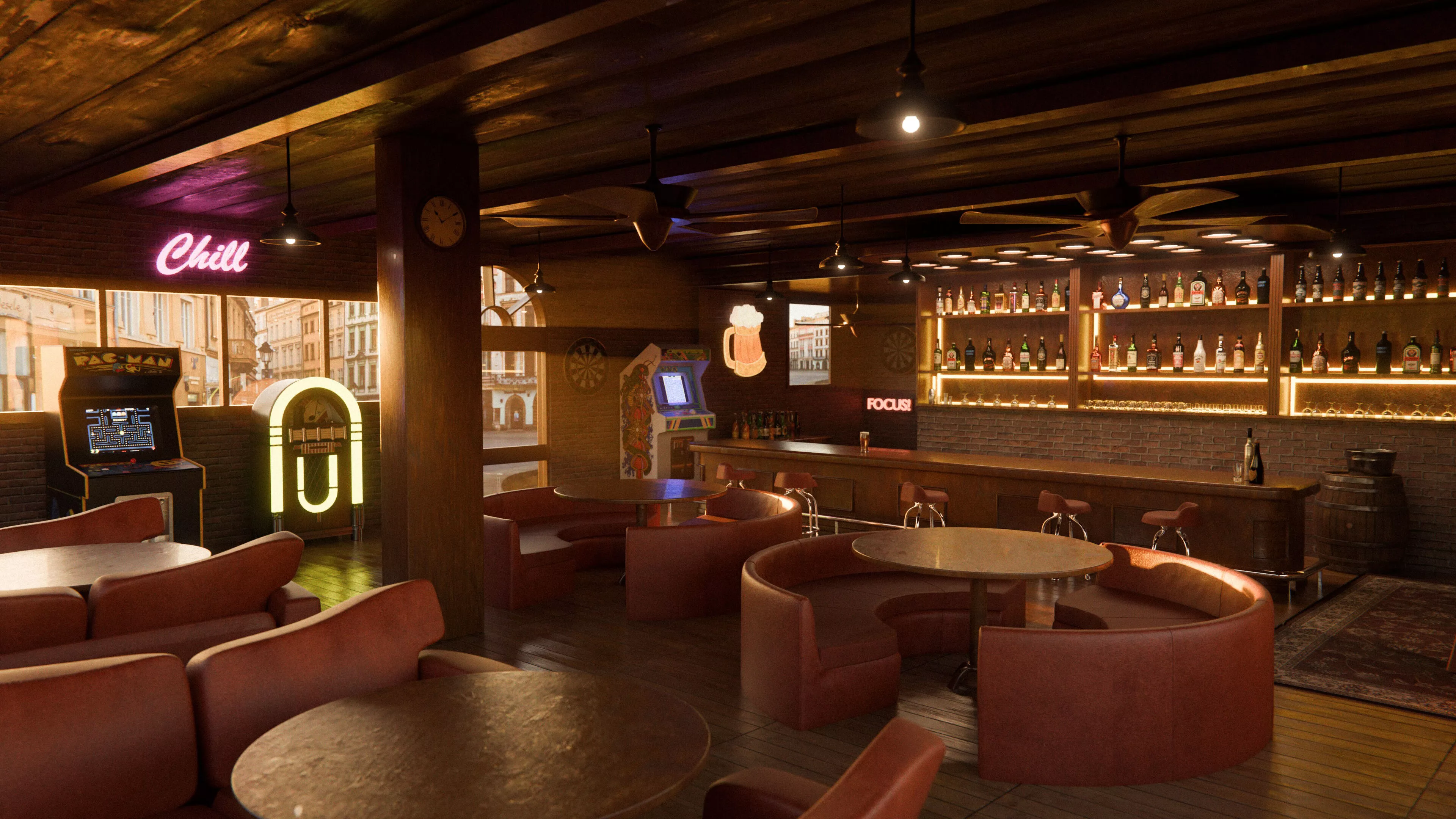 Antique Vintage Bar Interior Low-poly 3D model