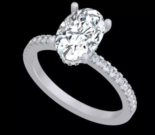 Oval Diamond Pave Ring CAD 3D Print 3D print model
