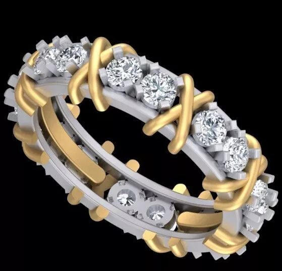 Two Tone Round Diamond Band CAD 3D Print 3D print model
