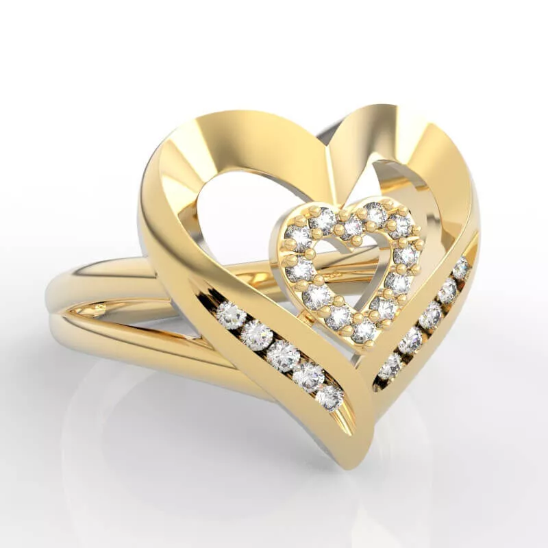 Heart Within Heart Ring 3D print model