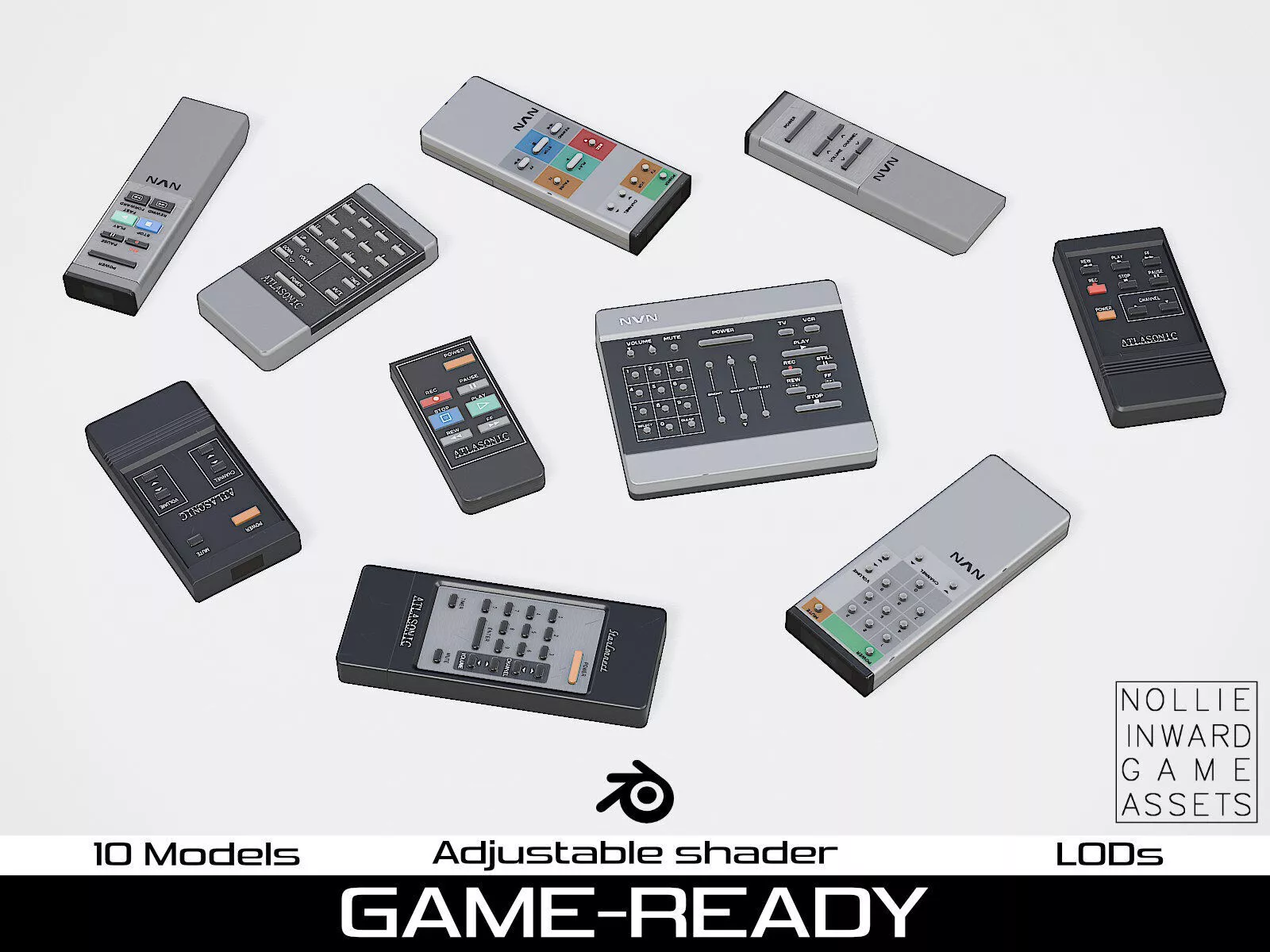 80s TVs Vol15 Remote Controls Game Ready PBR Low-poly 3D model