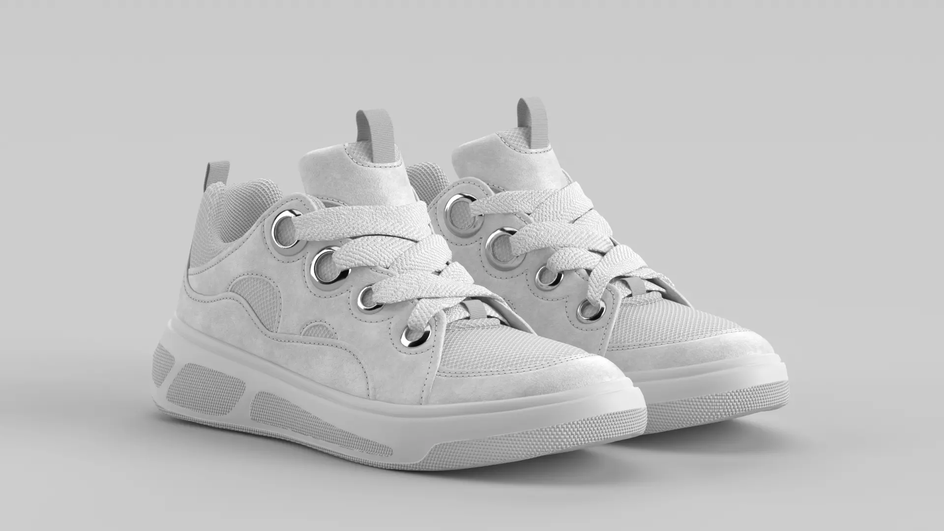 Skater White Shoe Sneaker Low-poly 3D model