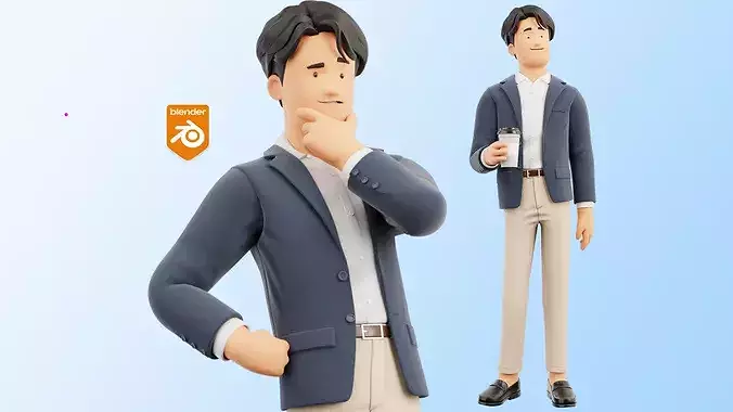 Business Casual Asian Man Rigged