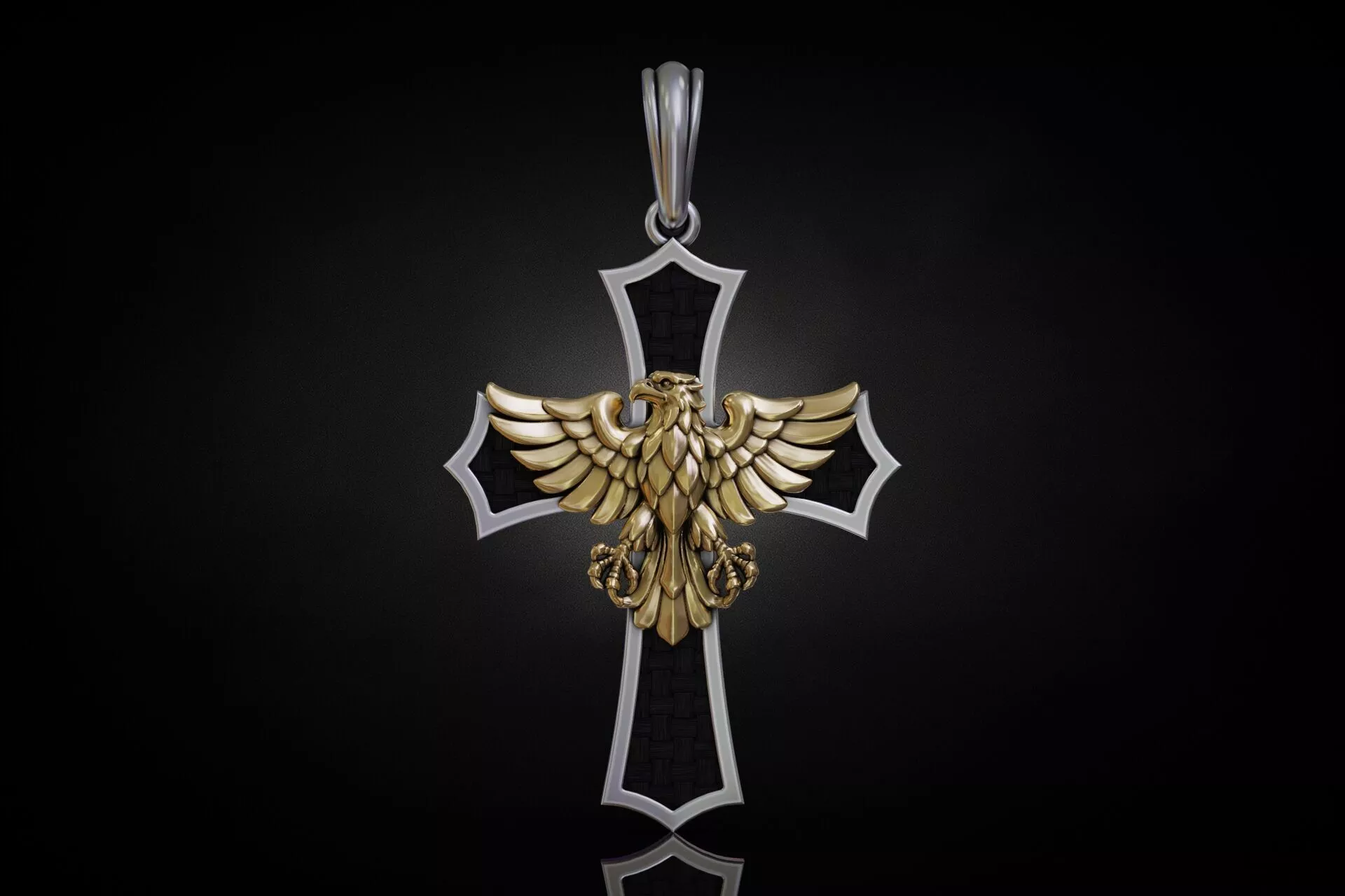 Eagle Cross Pendant with Onyx Inlay 3D print model
