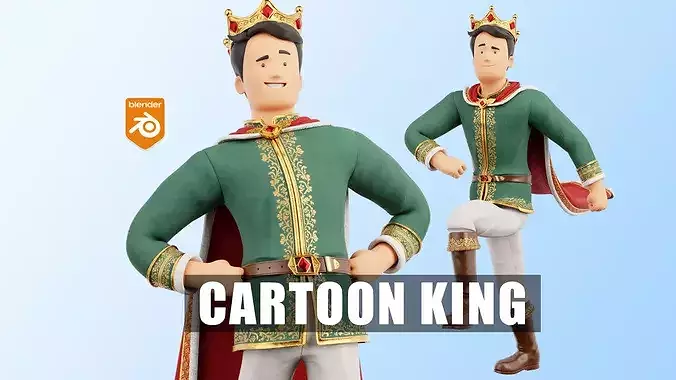 Cartoon Low Poly King Man Rigged 
