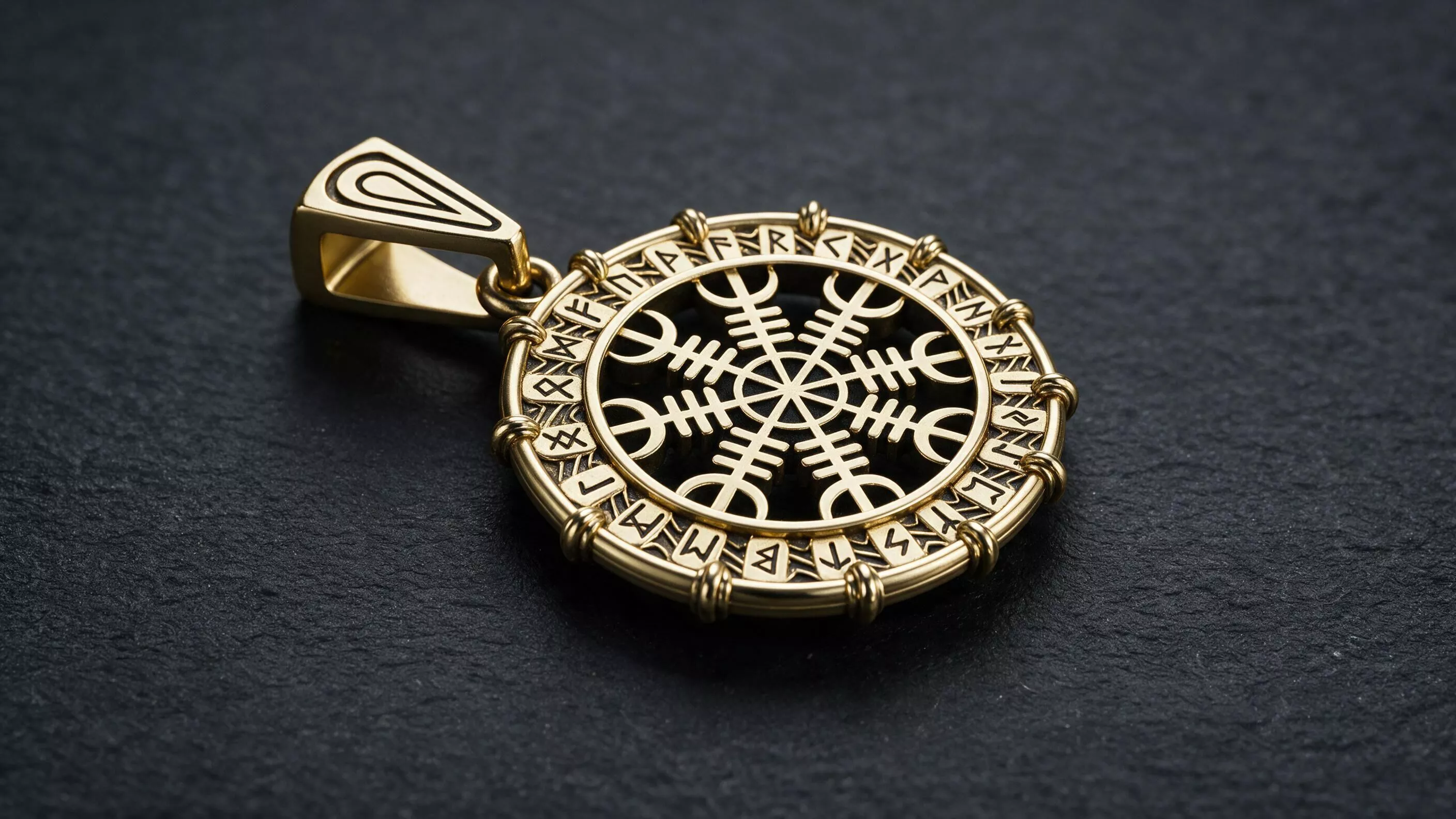 Vegvisir Runic Pendant with Studded Border 3D print model