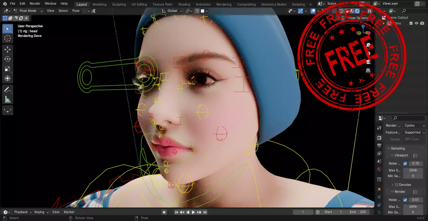 Stylized Female Character Game Ready Free low-poly 3D model
