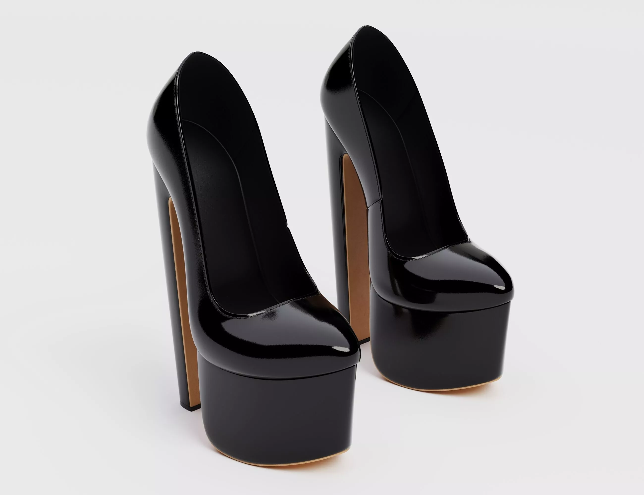 Patent leather closed toe high heels Low-poly 3D model