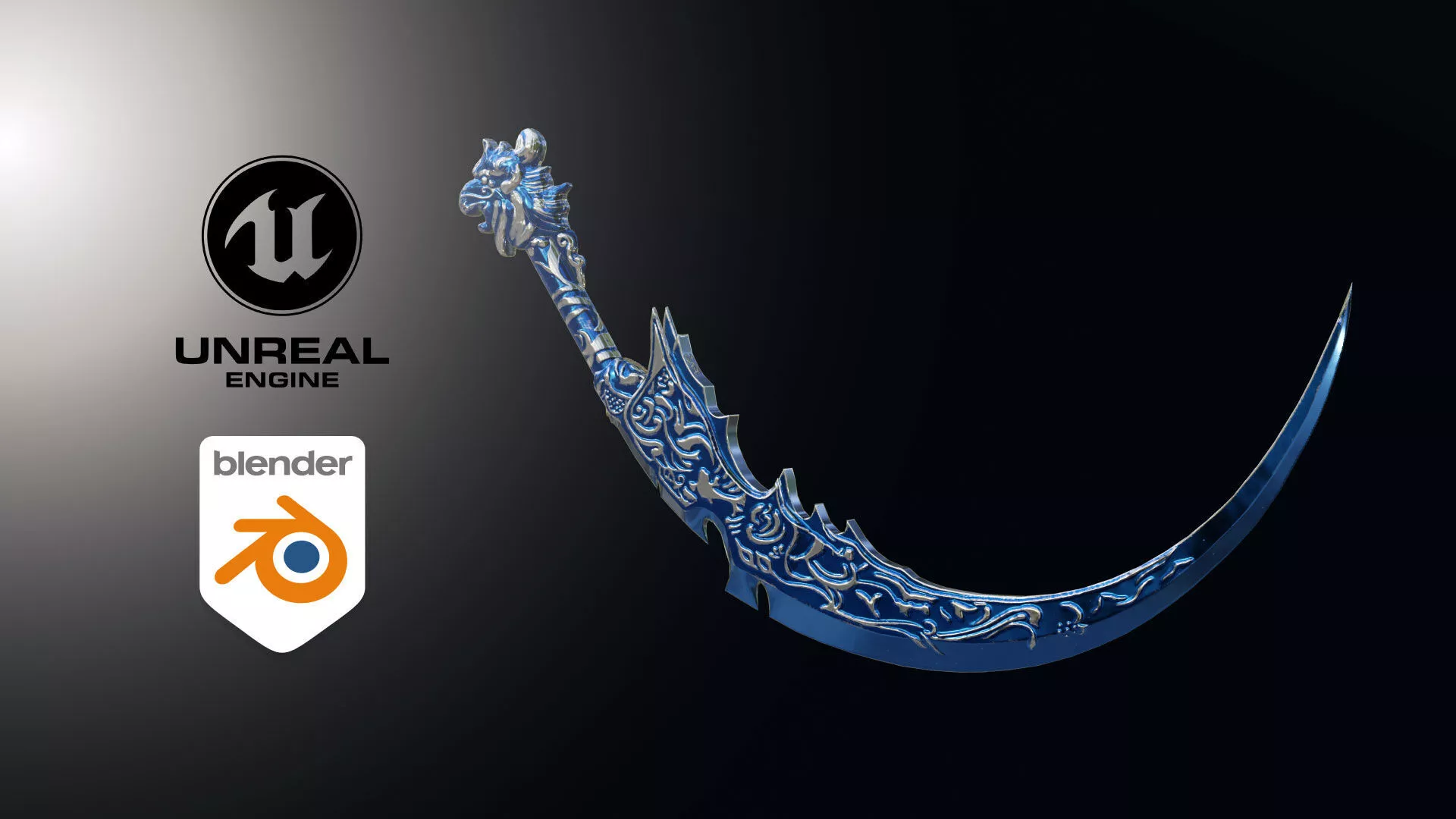 Mythical Curved Sword - Low-poly - Game ready Asset Low-poly 3D model