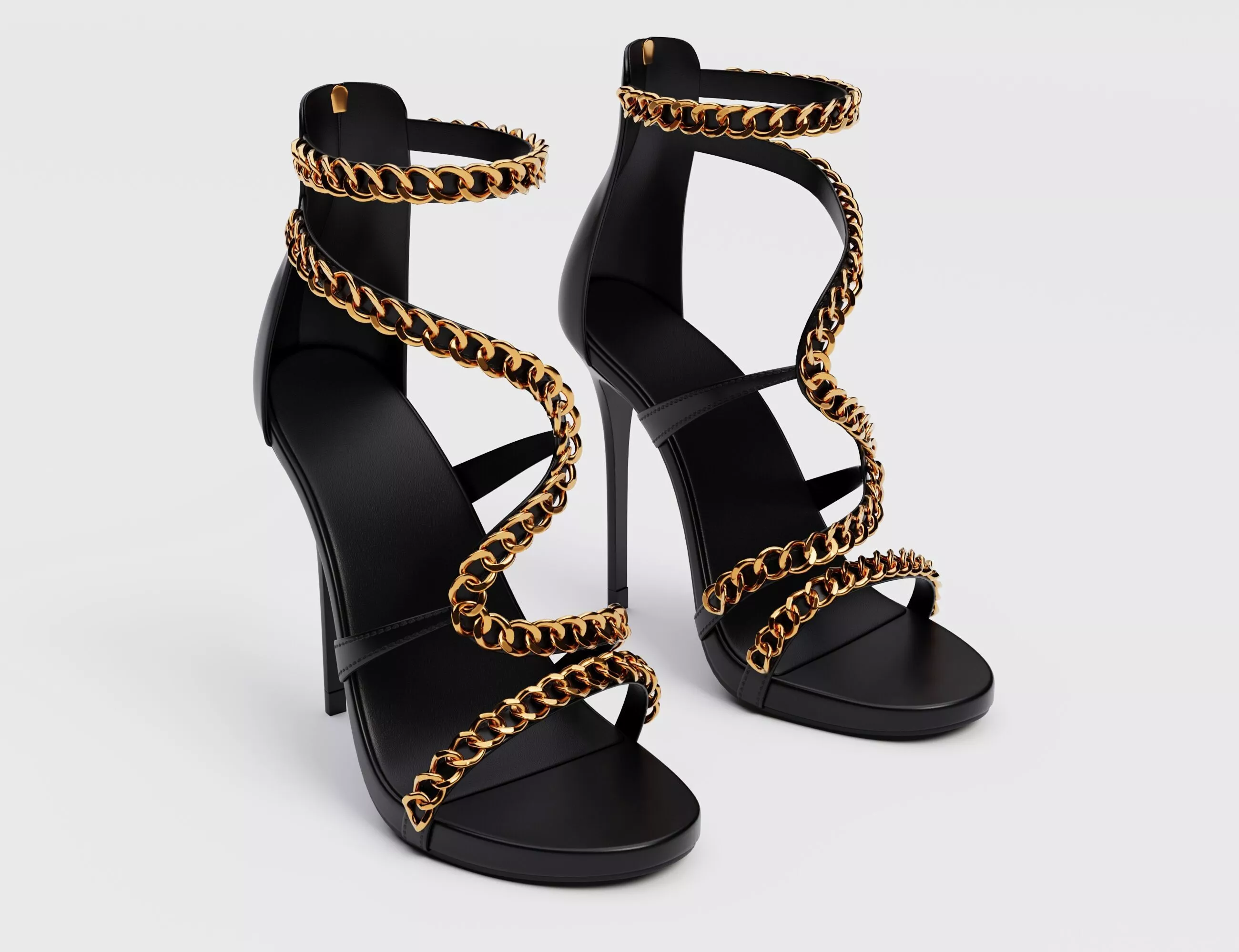 Elegant high heels with chain Low-poly 3D model