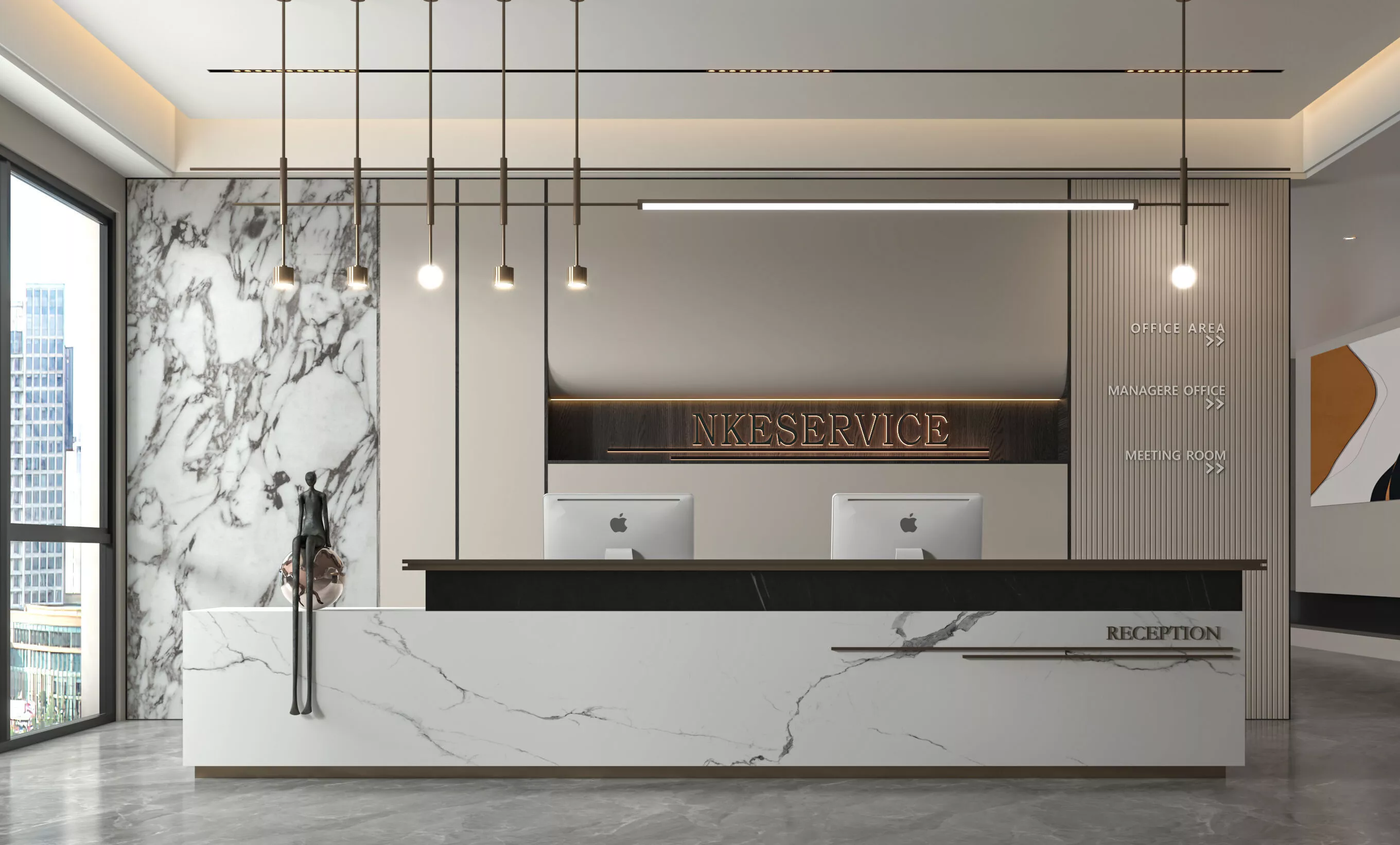Office front desk reception hall 3D model